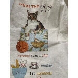 Kitten Kitty Cat Treat Recipe Tea Towel Cotton NEW Healthy Treats